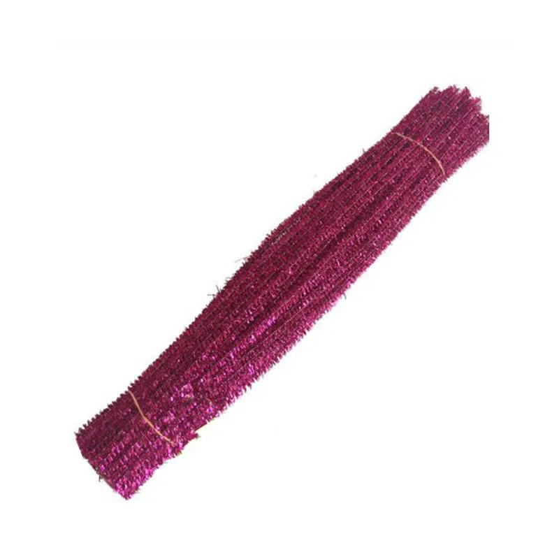 Rose 100pcs 100 шт. блестящая синельная проволока для очистки труб плюшевые жестяные стебли Проводные палочки детские развивающие принадлежности для творчества игрушки Craf - Цвет: Rose 100pcs
