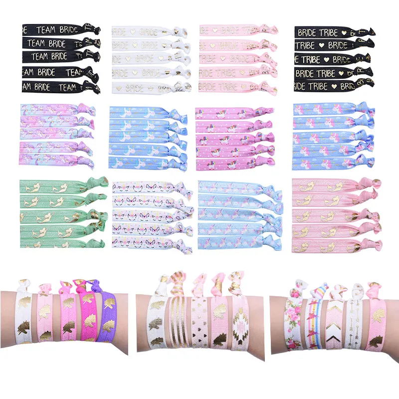 10Pc Bride Tribe Team Bride Hair Rope Bachelorette Party Bracelet Bride To Be Tribe Hand Band Hair Accessories For Wedding Decor