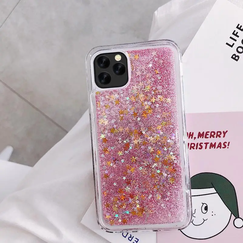Жидкий чехол с сияющими блестками для iPhone 11 Pro Max чехол для iPhone X XS MAX XR 6 6S 7 8 плюс 5 5S SE динамический блеск украшенная крышка - Цвет: Золотой
