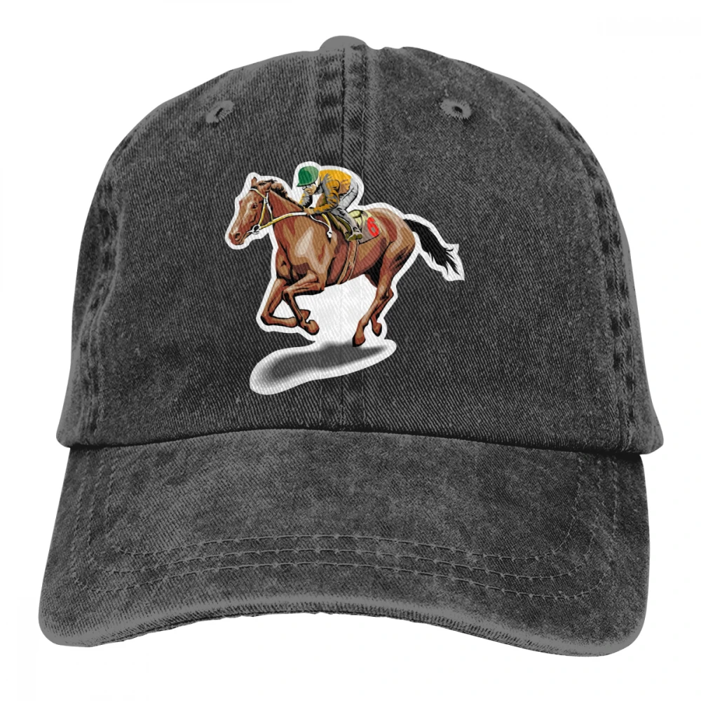 Гонка лошадь Casquette черный унисекс Мужские Женские джинсовые бейсболка с ремешком кепки Регулируемый Гольф папа шляпа
