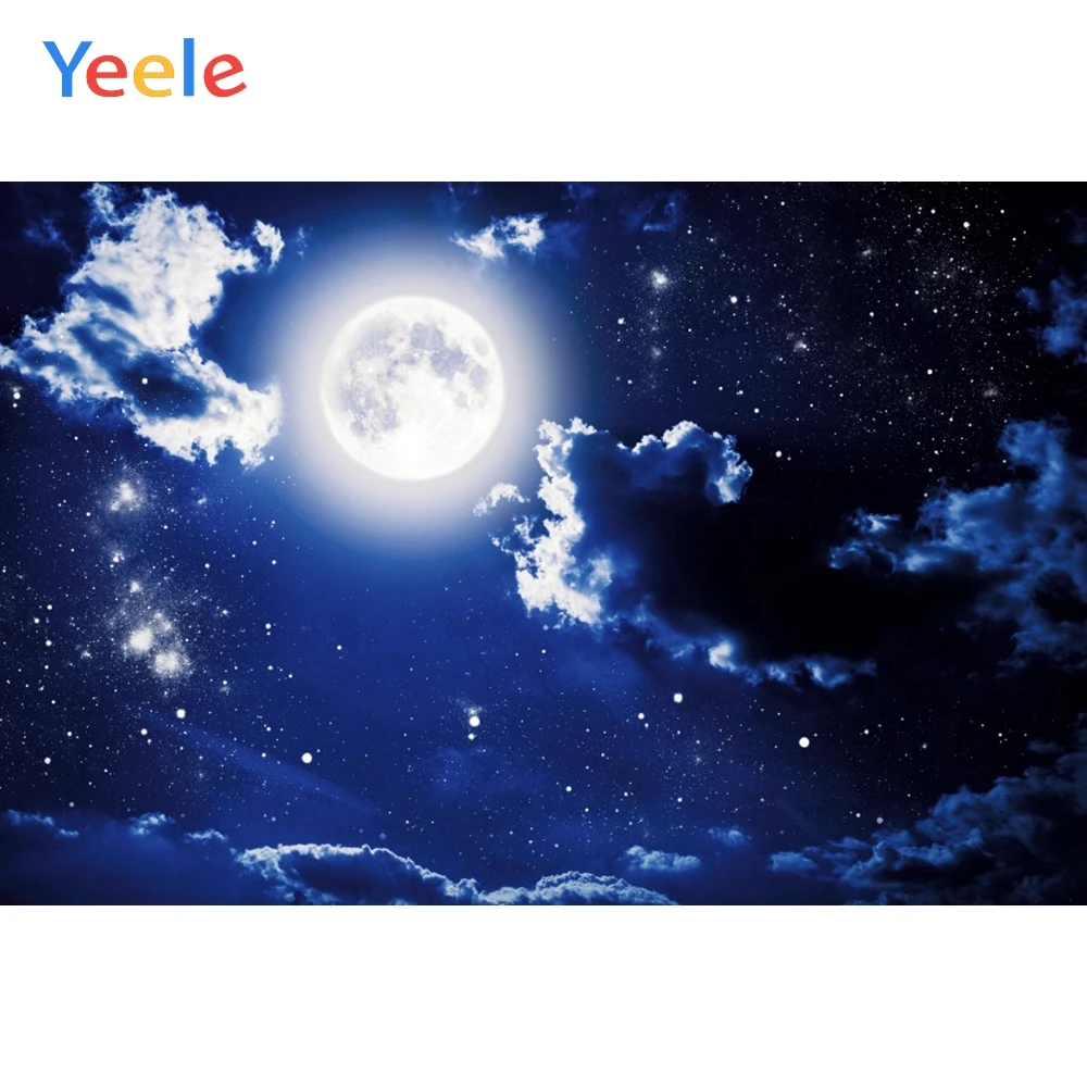 Фоны Yeele для фотосъемки детей с изображением голубого неба белых облаков Луны