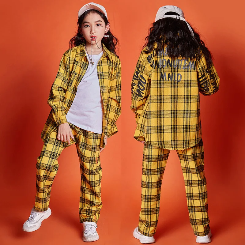

New Kids Hip Hop Costumes Children Jazz Dance Costume Boys And Girls Modern/Street Dance Performance Plaid Costume DQL030