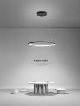 

Modern minimalist chandelier led restaurant lamp Nordic designer single head round white / black / brown living room chandelier