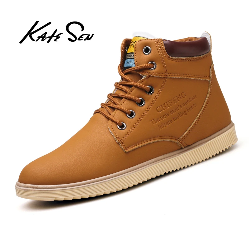 

KATESEN Men Boots Fashion Men Plush Work Boots Comfortable Outdoor Non-slip Casual Basic boots Men Martin boots Botas de hombre