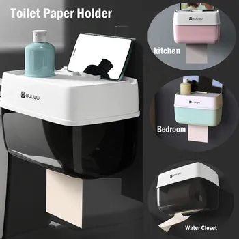 

Toilet Paper Holder Bathroom Roll Tissue Box Dispenser Rack Storage Wall Mount