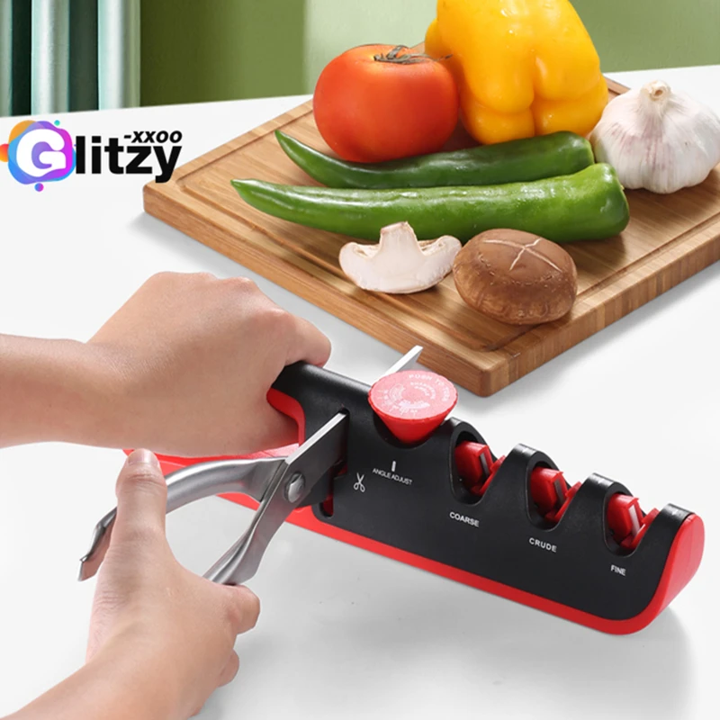 

Knife Sharpener Machine 4 Stages Professional Kitchen Sharpening Tool Whetstone Diamond Ceramic Knives Scissors Grinder Stone