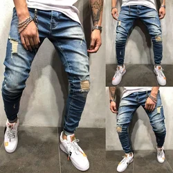 ICCLEK pantalones vaqueros de estilo europeo y americano para hombre, Jeans rasgados de otoño con pies pequeños, Jeans rasgados, Jeans ajustados