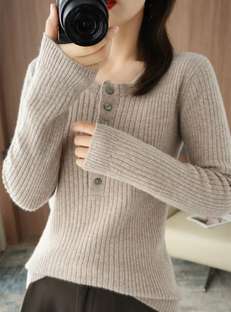 sweater hoodie 11 Colors Autumn and Winter Wool Pure Soft Cashmere Sweater Women Pullovers O-Neck Pull Femme Long Sleeve Women Button Sweaters red cardigan Sweaters