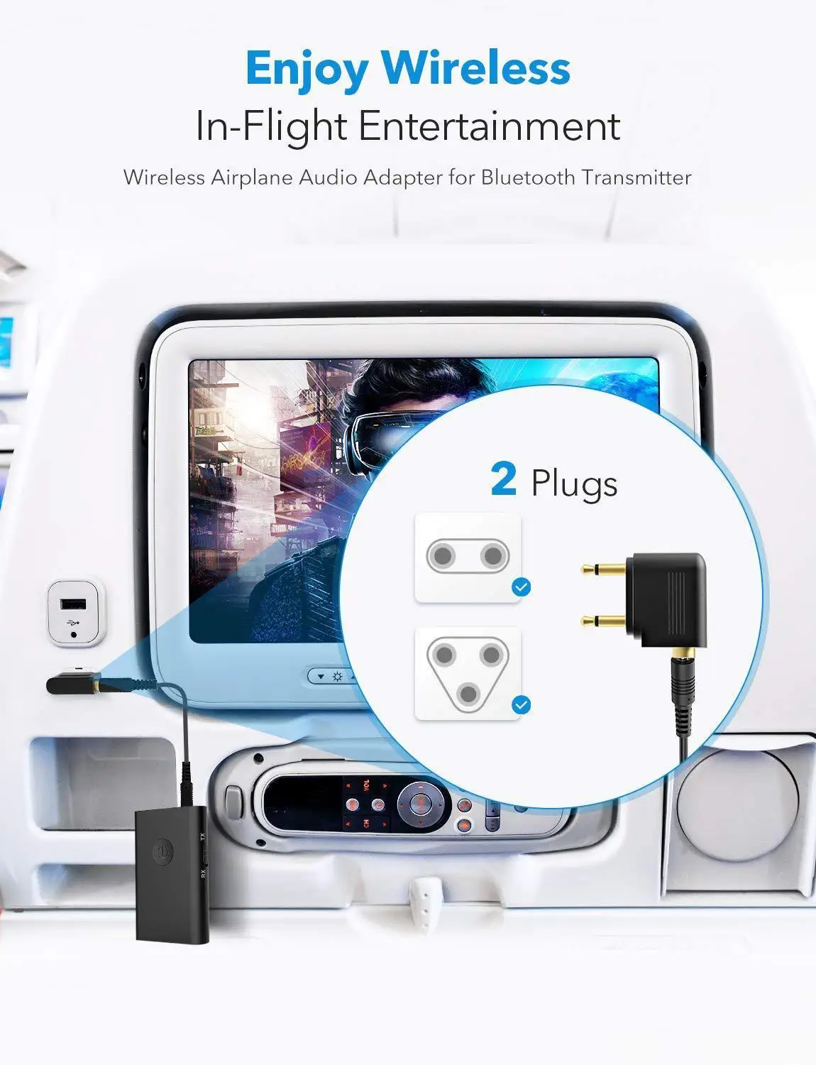 Bluetooth 5 0 Aptx LL Low Latency Airplane Airline Flight Adapter Transmitter For Sony Bluetooth Headphones Earphones Headsets