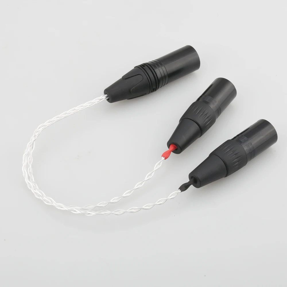 High Quality HIFI cable with 4 pin XLR Female to 2x 3 pin XLR Male Balanced Silver Plated Headphone Audio Adapter