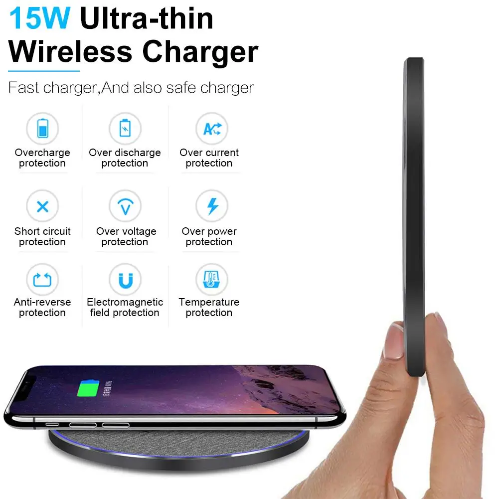 15 Вт Быстрое беспроводное зарядное устройство USB C Qi сертифицированная