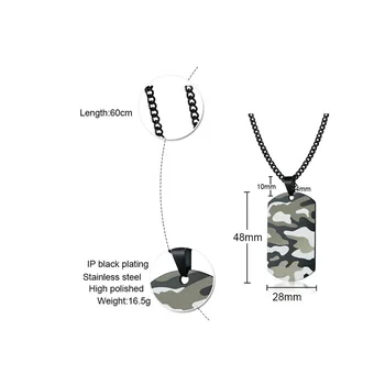 

FXM B24 stainless steel necklace hot sell man woman 48mm Camouflage green steel color gift women Korea style lover free ship