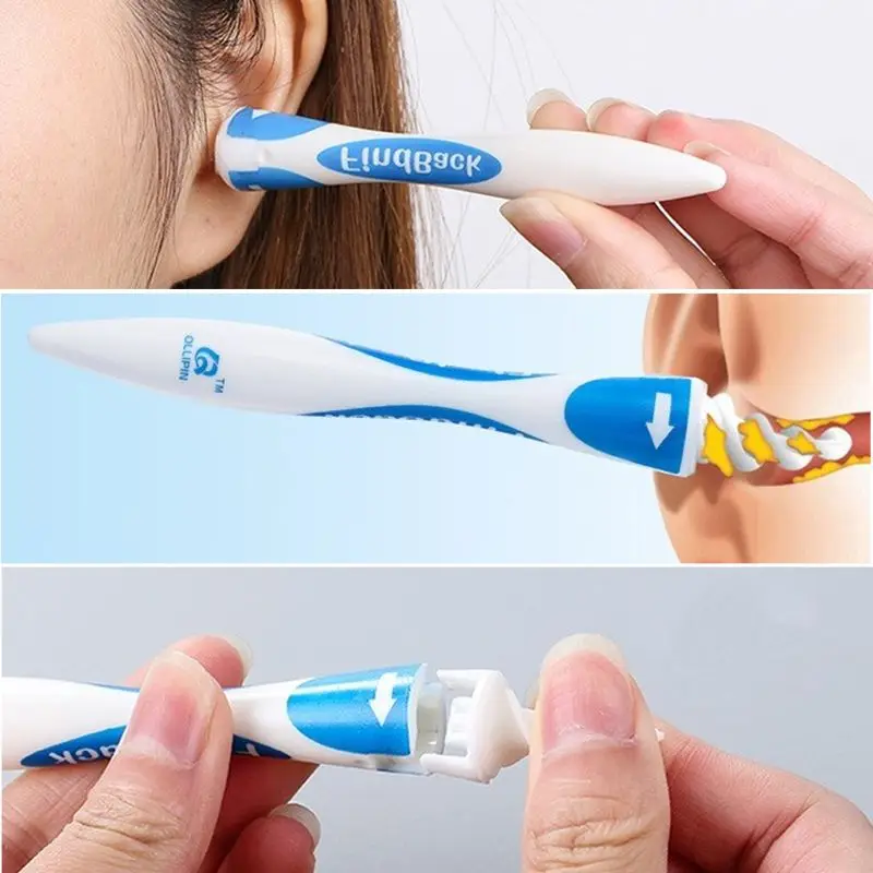 Silicone Ear Cleaner Spiral Rotating Earpick Earwax Removal Health Care Tools With 16 Replacement Tips F42B