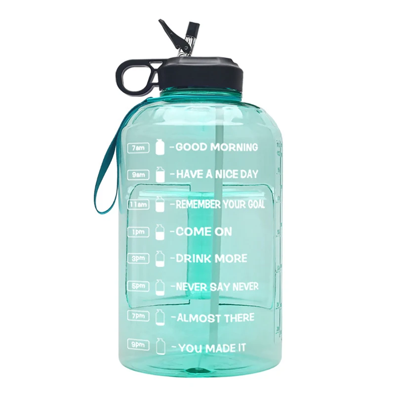Gallon Water Bottle with Straw Clear Plastic Drinking Bottles Big GYM