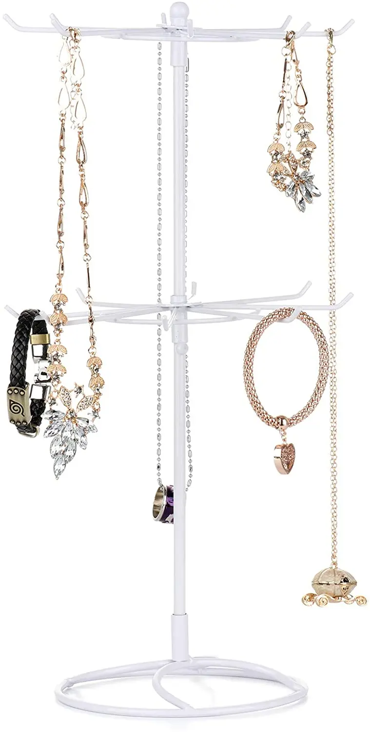Keebofly jewelry organizer metal & wood basic storage box 3 tier jewelry stand for necklaces bracelet earrings ring best sale