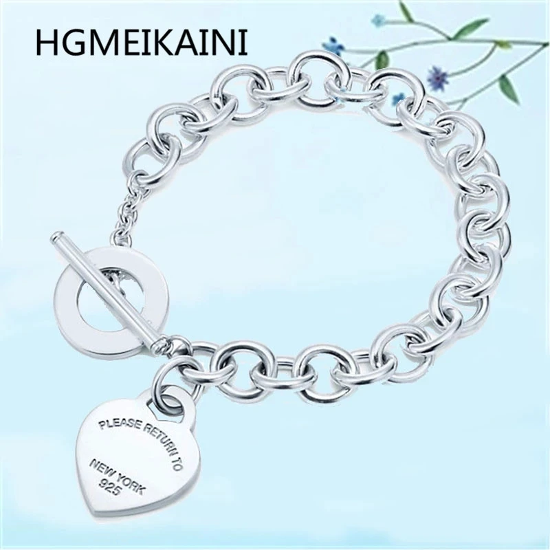 

HGMEIKAINI 925% pure silver bracelet 1:1 original love Europe and the United States charm pendant toggle ladies present