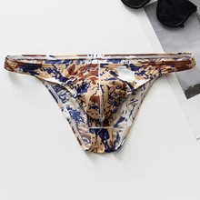 Low Waist Sexy Men Underwear Breathable Printed Briefs Male Underpants Cuecas Calzoncillos Briefs Bulge Pouch Bikini Jockstrap