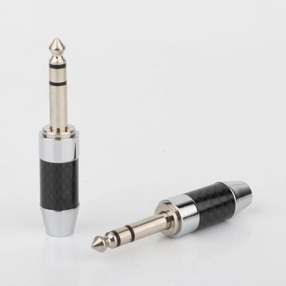 

Preffair 2pcs CF635R Carbon Fiber 6.35 mm stereo 6.5mm (1/4 in) Jack Male Plug for DIY Headphone upgraded audio Cable