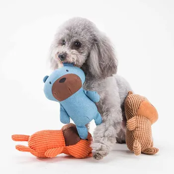 

Cute Dog Molar Training Squeak Toys Teddy bear Corduroy Animals Shape Dogs Chew Toy Plush Puppy Pet Dogs Cat Chew Squeaking Toys