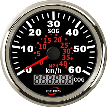 

85mm New GPS Speedometer 0-60KM/H 0-40MPH Speed Gauge 12V/24V With Course for Car Boat Yacht Vessels with Red Backlight 3-3/8''