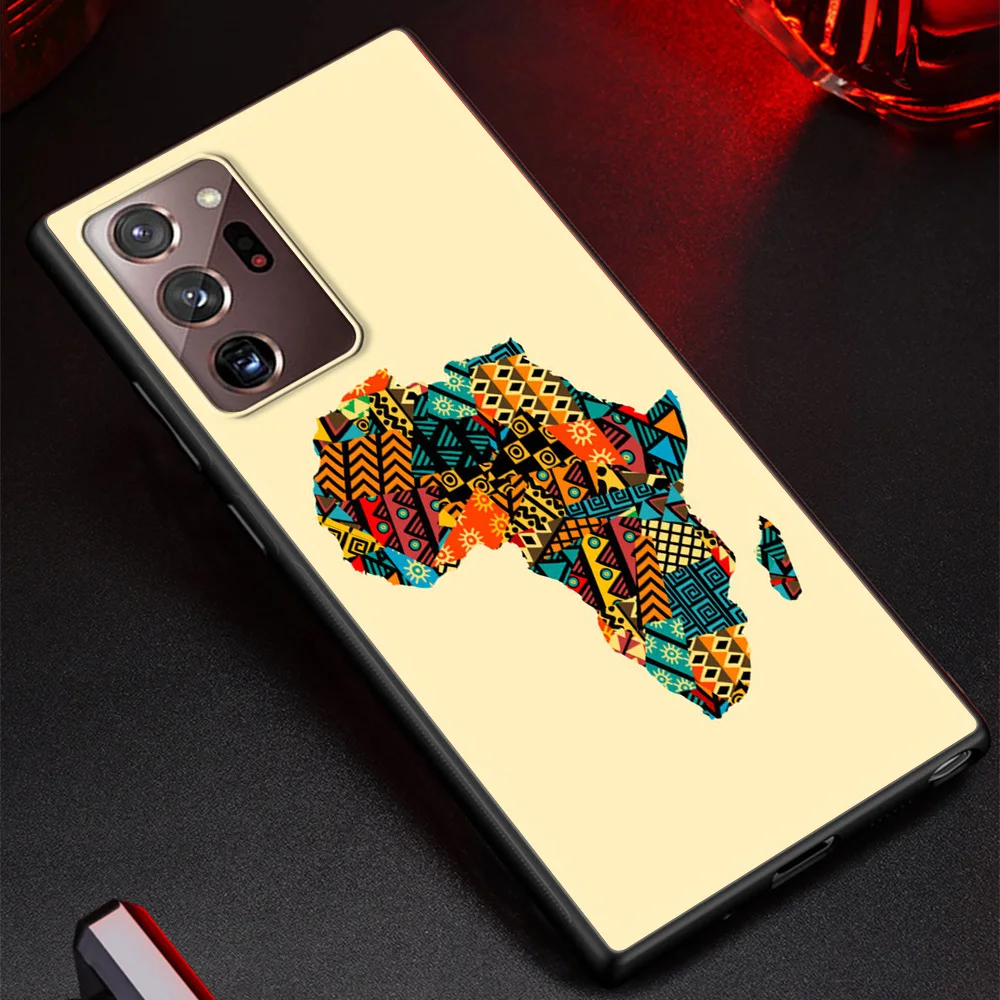 Silicone Black Phone Case with Painted Africa Map Design