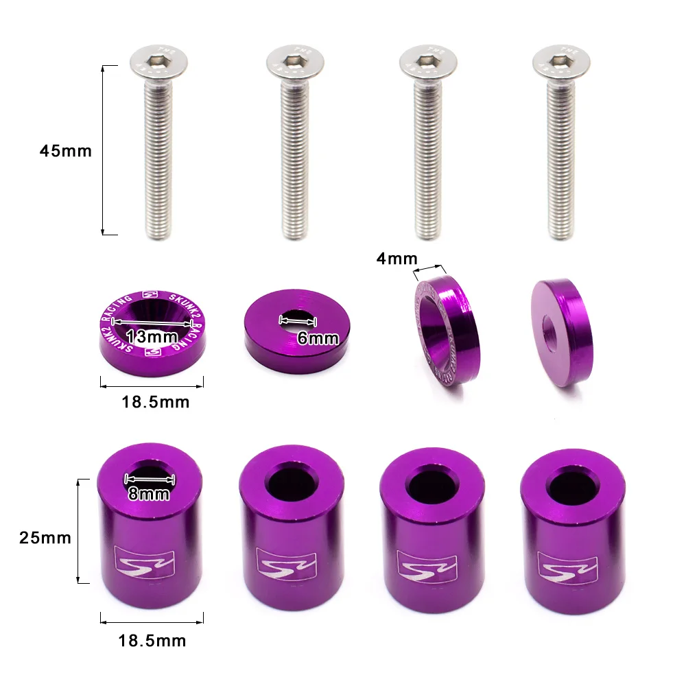 PURPLE 1" BILLET HOOD VENT SPACER RISER KITS FOR TURBO/ENGINE/MOTOR SWAP 8MM PURPLE 1" BILLET HOOD VENT SPACER RISER KITS FOR TURBO/ENGINE/MOTOR SWAP 8MM