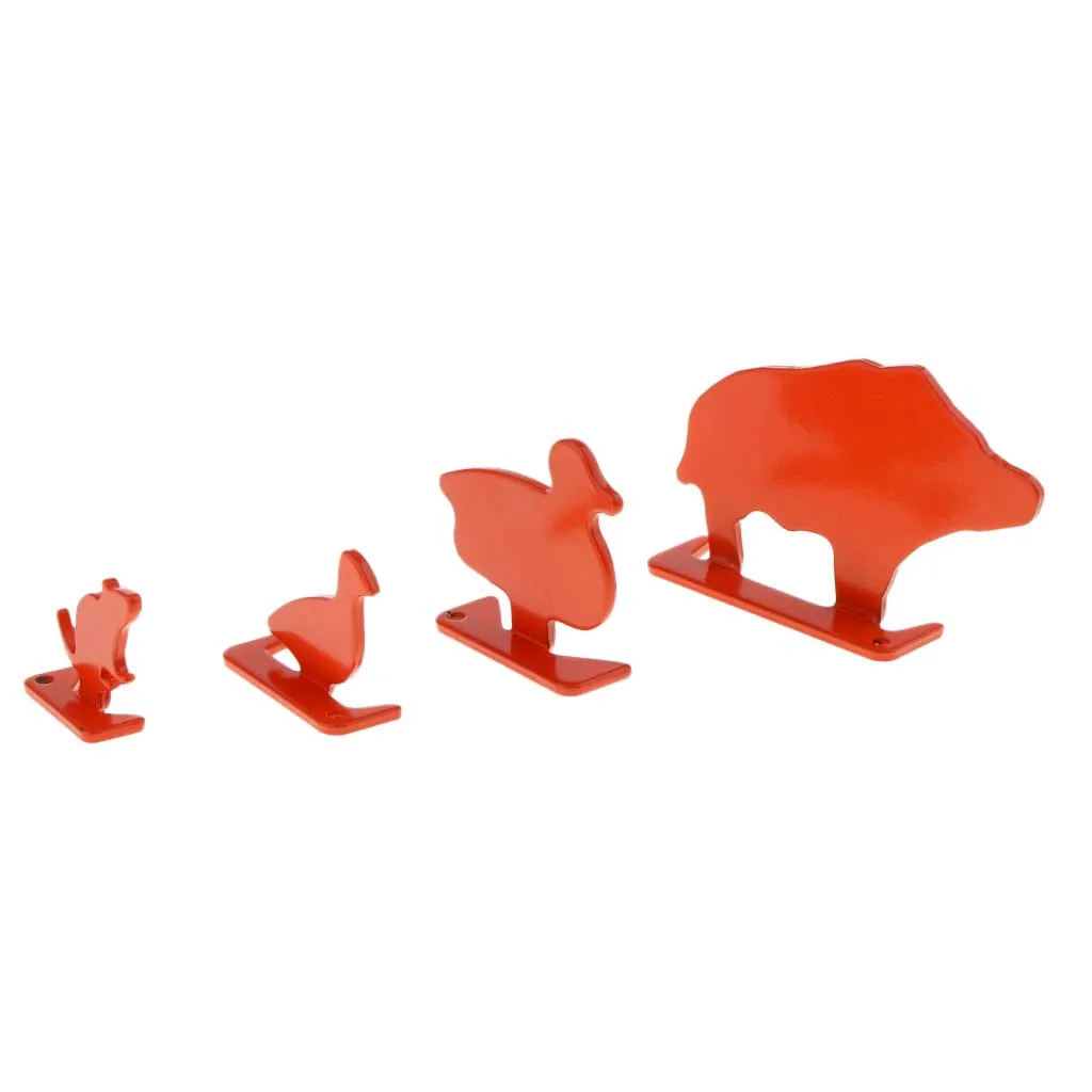 4pcs Heavy Duty Carbon Steel Shooting Accessories Animal Targets Plinking Target Orange Plate