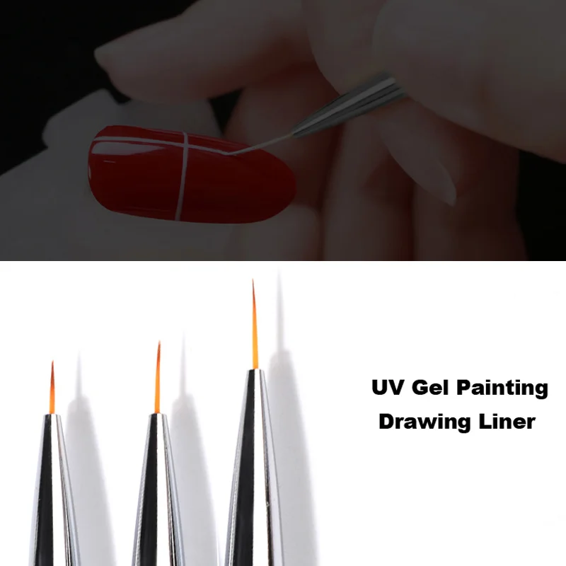 Комплект из 3 предметов с блестками Nail Art кисти для рисования картины резьба ручка инструменты для дизайна маникюра 7/9/11 мм акриловый вкладыш Ультрафиолетовый гель, украшение Инструменты