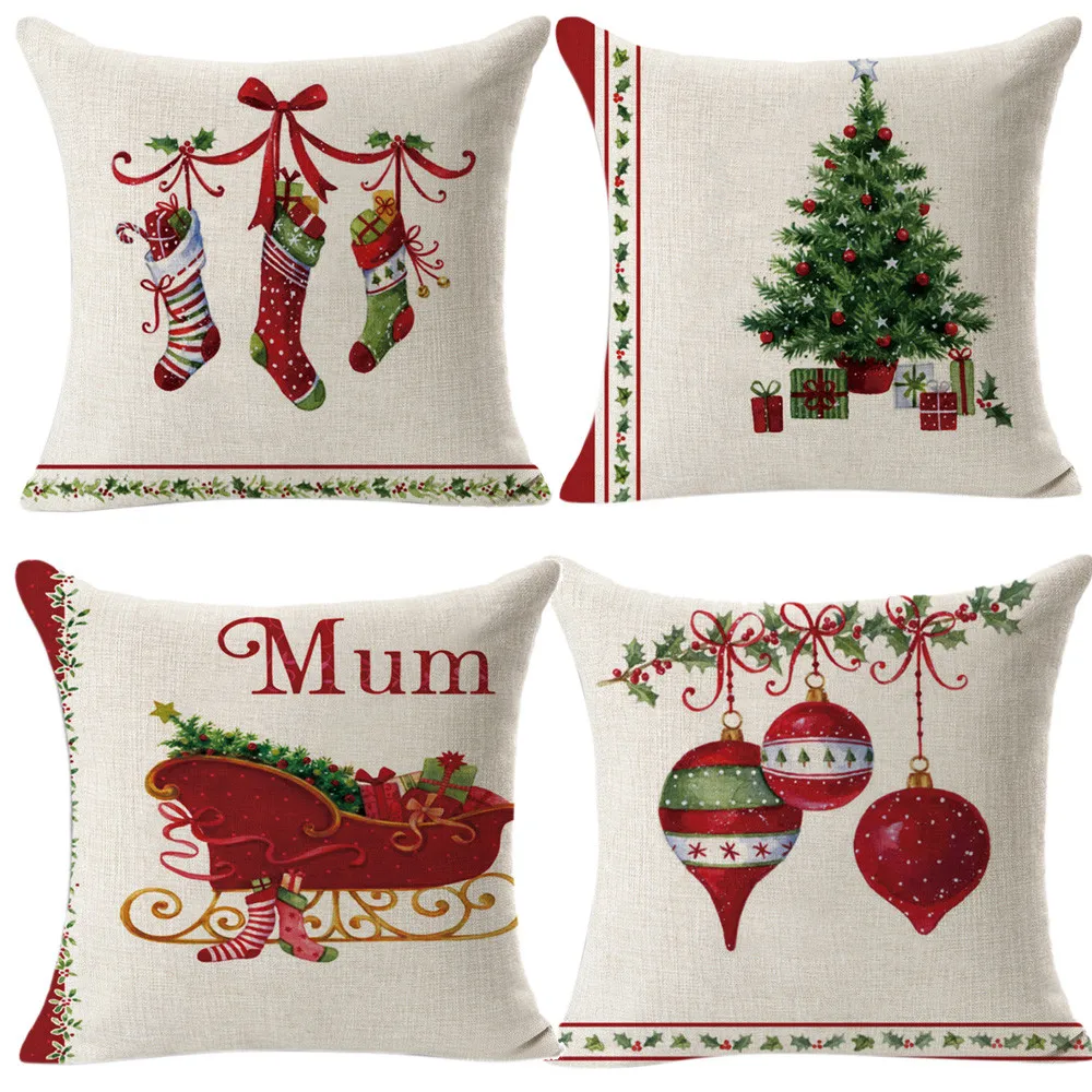 Рождественская зеленая черная хлопковая наволочка с горячим тиснением