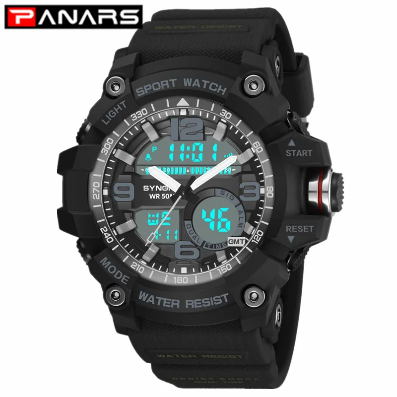 

PANARS New Arrival Quartz Sport Watches Electronic Double Display G Watch Waterproof Outdoor Men's Watches Shock for Mens