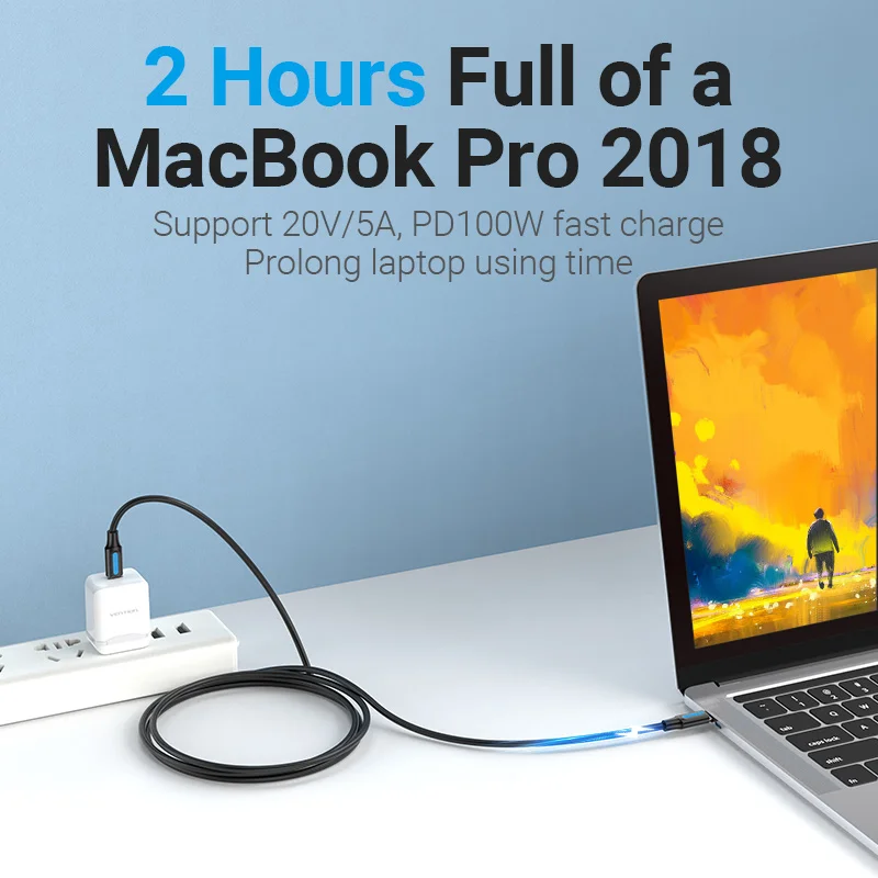 Vention 100W USB-C to USB Type C Cables for Samsung S20 PD Fast