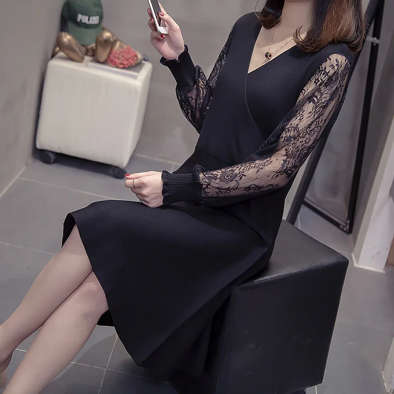 

Sexy knitted sweater dress long sleeve oversized sweater women clothes 2019 winter fashion loose casual dress large sizes