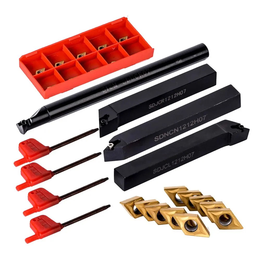 10pcs Carbide Insert Blades   4pcs Lathe Turning Tool Holder Set   4pcs ...