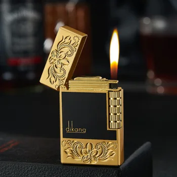 

Creative Carved Butane Gas Metal Lighter Cigarette Open Flame Torich Inflatable Lighter Accessories Gadget for Men