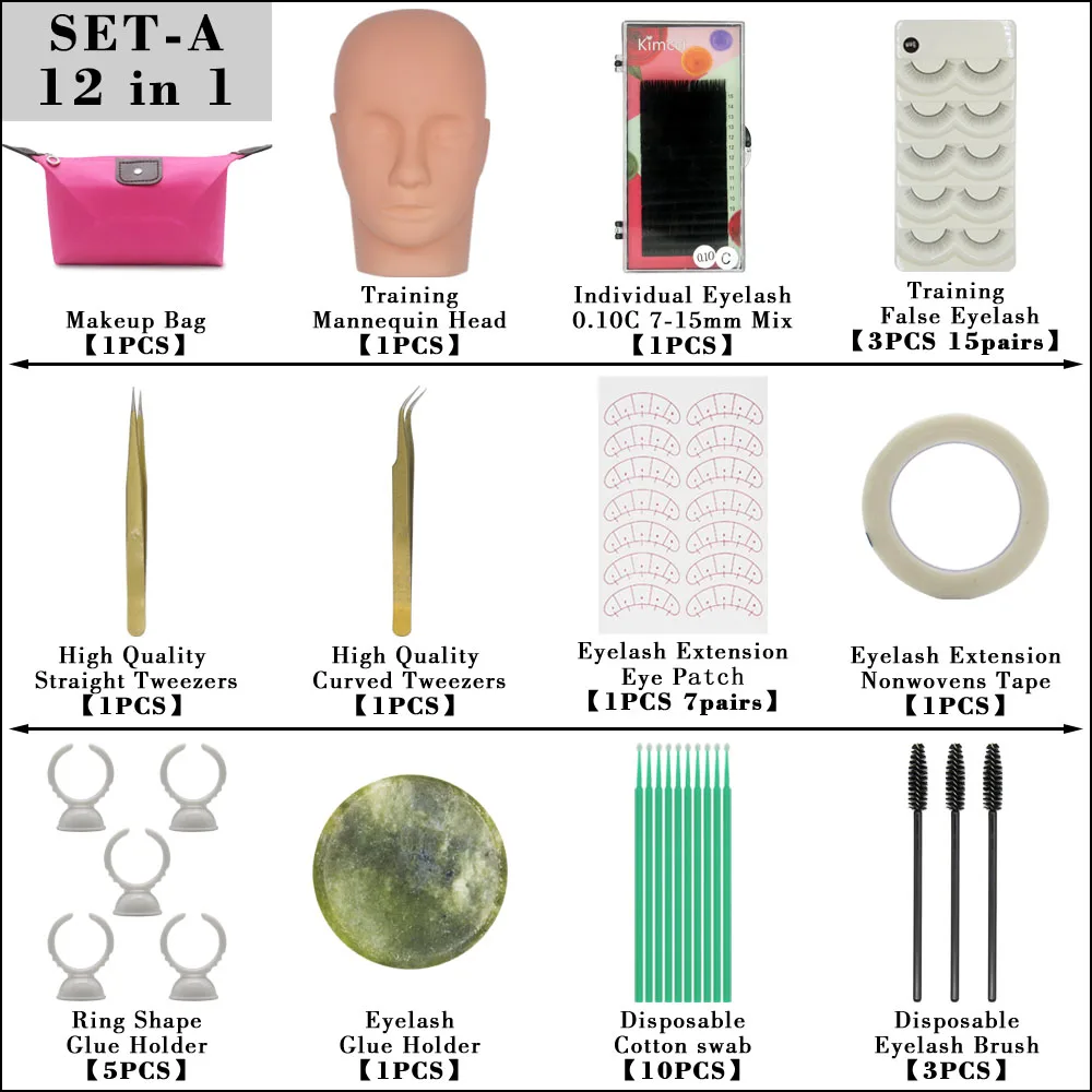 Накладные ресницы, набор для практических занятий, набор для макияжа, манекен, набор для прививки ресниц, Тренировочный Набор, ресницы, инструменты для пересадки