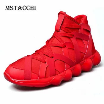

MStacchi Fashion Men Shoes Colour Mixture Thick Bottom Shoes High-Top Round Toe Lace-Up Flat Men Shoes Outdoors Casual Shoes