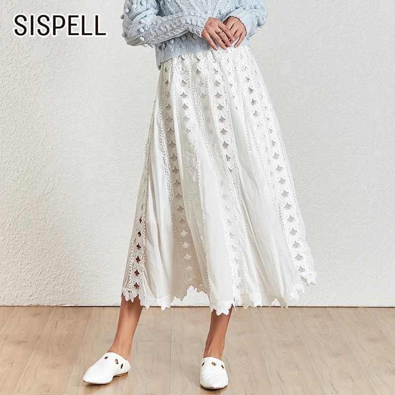 SISPELL элегантные белые лоскутные кружевные женские юбки женские Леггинсы для йоги трапециевидные корейские юбки женские летние модные новые