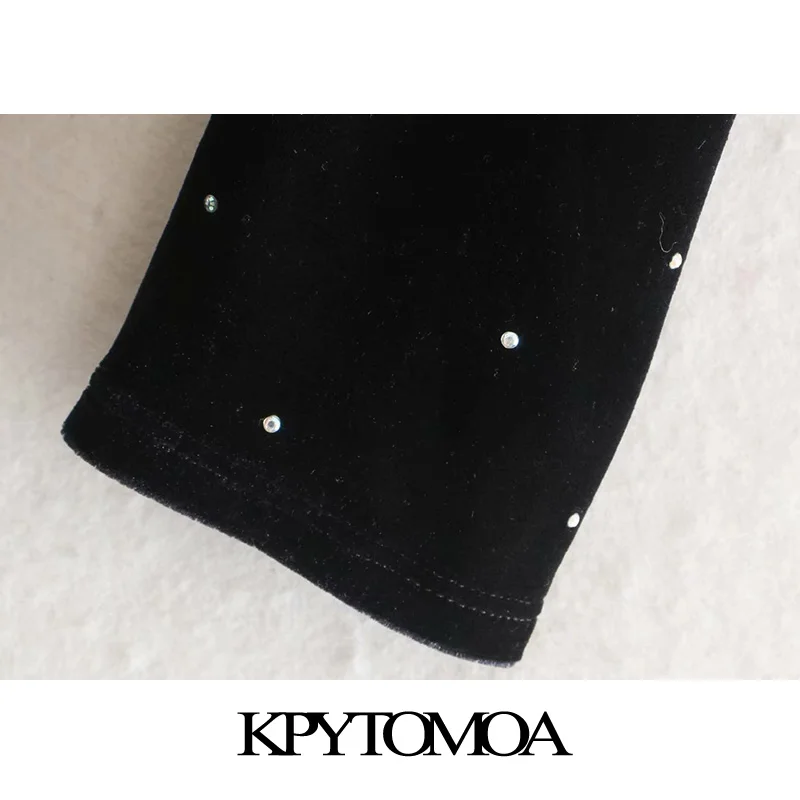 Goede Vintage Elegant Jeweled Sjerpen Fluwelen Wrap Knie Vrouwen Jurk 2020 Fashion V hals Lange Mouwen Vrouwelijke Jurken Vestidos Mujer
