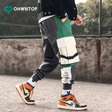 Мужская Японская уличная одежда Carog брюки комбинезоны мужские хип-хоп цветные блоки бегунов корейские спортивные штаны черные спортивные мужские штаны