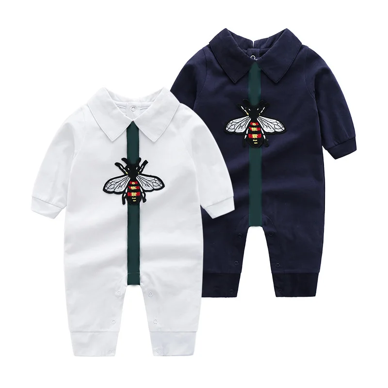 Летний комбинезон с длинными рукавами и вышивкой животных для маленьких мальчиков; детская одежда из чесаного хлопка для альпинизма; Пижама для новорожденных
