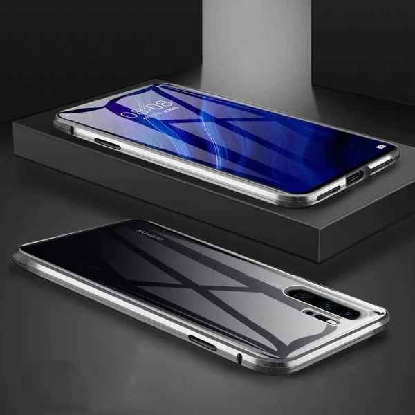 Магнитный металлический двухсторонний стеклянный чехол для huawei Honor Note 10 20 Lite View 20 P30 P20 Pro 8X 9X Nova 5 5i 4 4E 3i Play 3 - Цвет: Silver