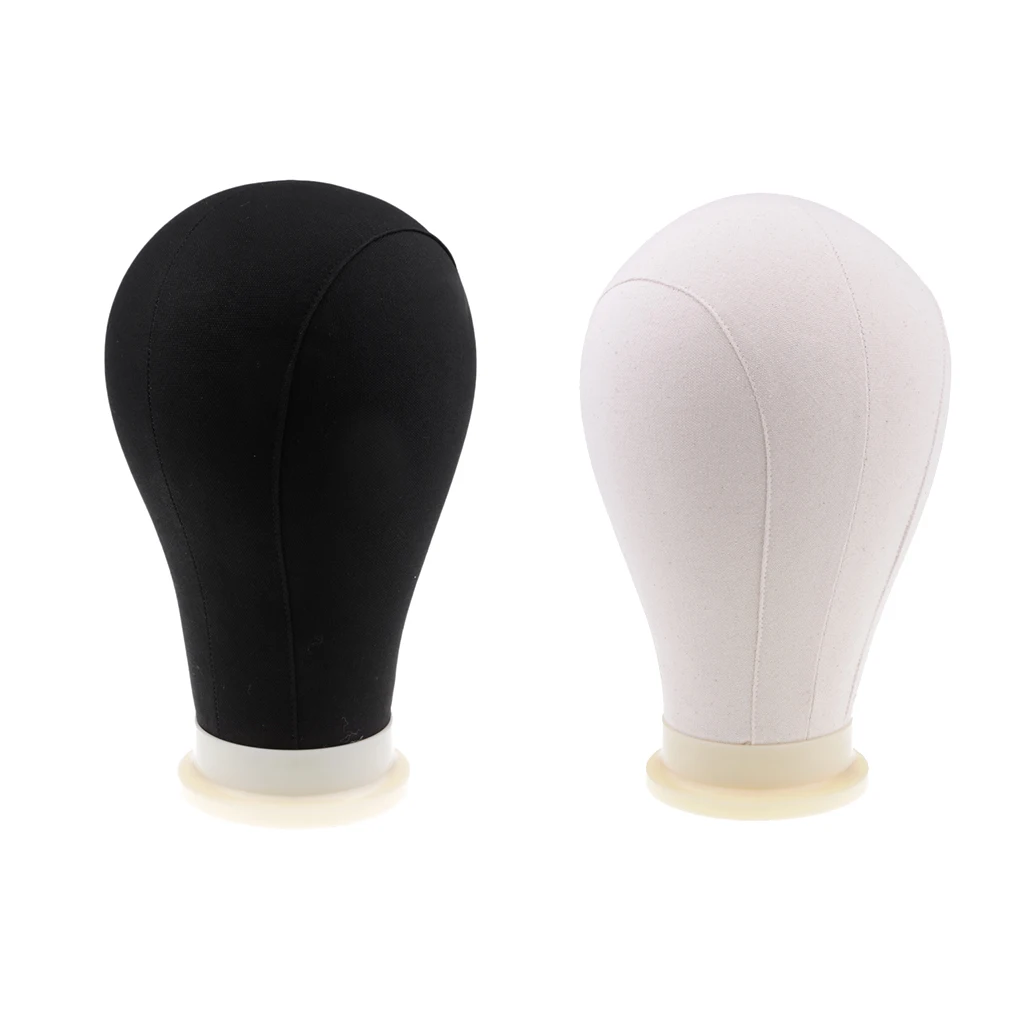 2pcs Canvas Poly Head for Wig Hat Making Display w/ Mount Hole + 20pcs Pins 22” 24”