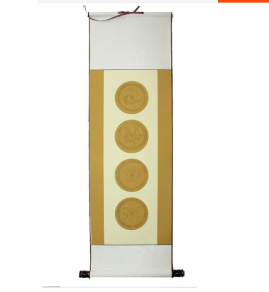 Chinese Painting All-in-one hardbound mounted Xuan paper hanging shaft calligraphy blank four-character banner | Дом и сад