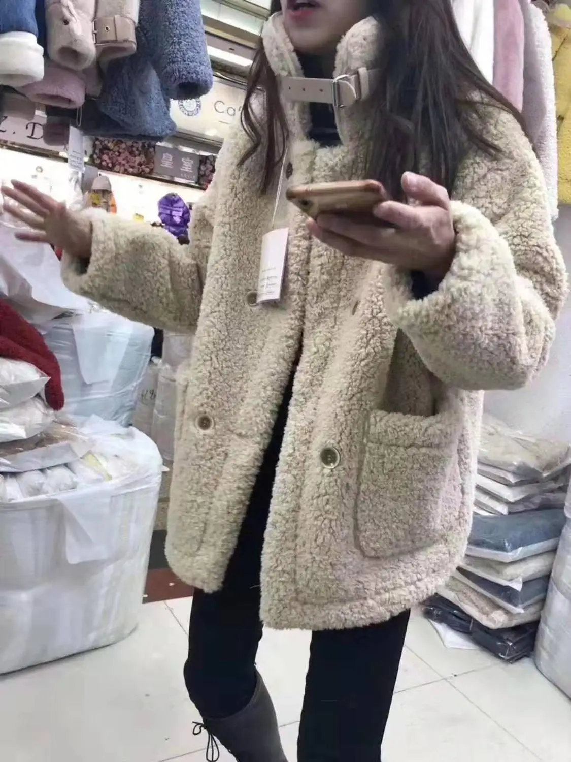Джинсовая куртка для женщин xintiand пальто и куртки для женщин abrigos mujer invierno shein уличная - Цвет: Бежевый