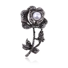 Высший сорт Ретро qiang hei античный серебряный жемчуг полный кристаллов маленький цветок брошь женский корсаж броши для одежды аксессуары E