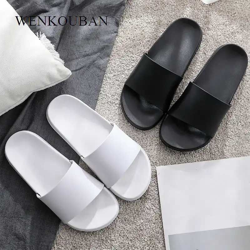 black slip on slippers womens