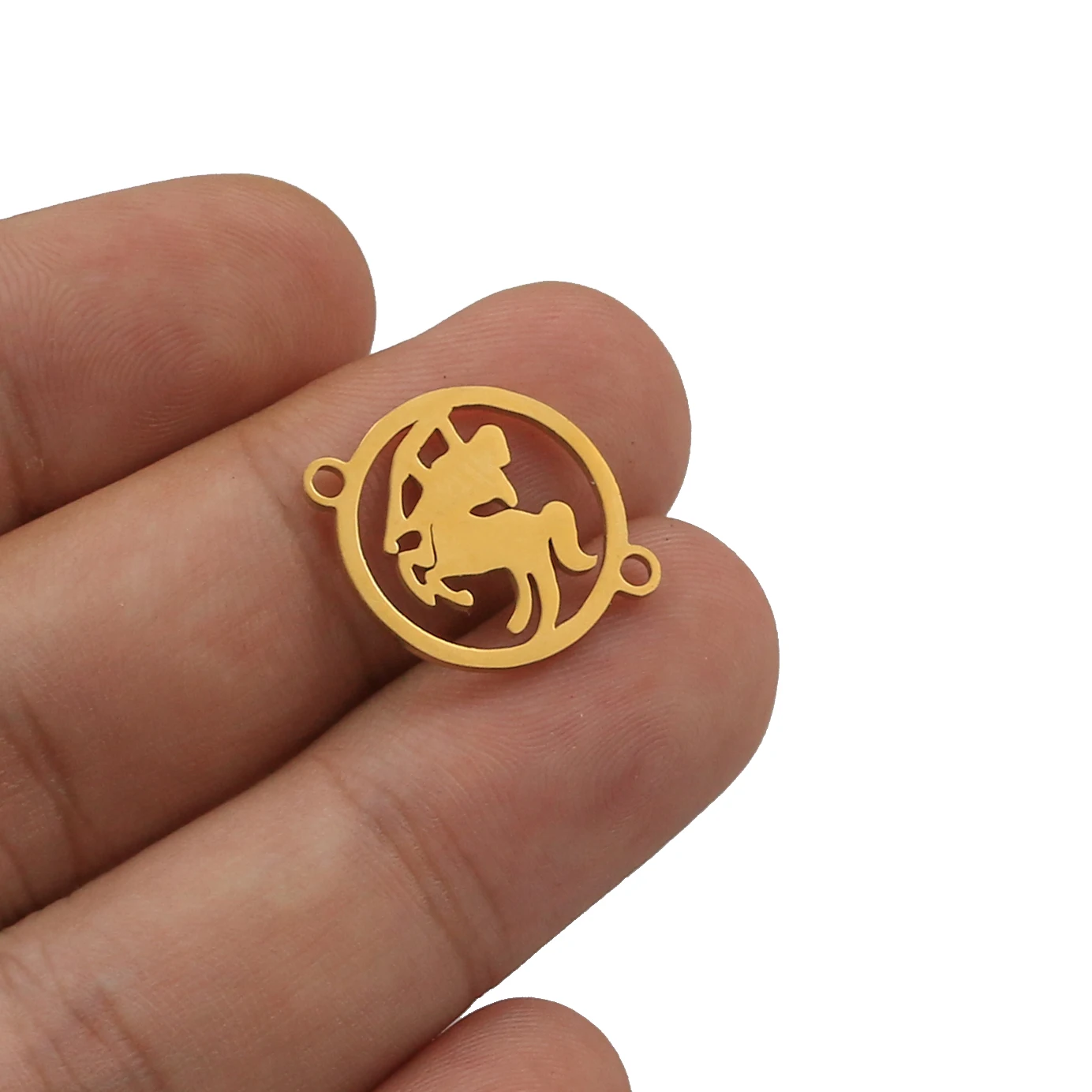 Gold sagittarius 5 шт./лот из нержавеющей стали 12 созвездий Подвески подходят шарм для соединения браслета браслет ожерелье для ювелирные украшения сделай сам изготовление - Цвет: Gold sagittarius