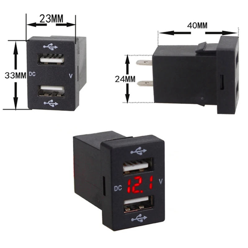 Самые модные 4.2A двойной зарядное устройство USB вольтметр 12 в гнездо USB адаптер зарядное устройство s Быстрый двойной порт USB Автомобильное зарядное устройство для Toyota