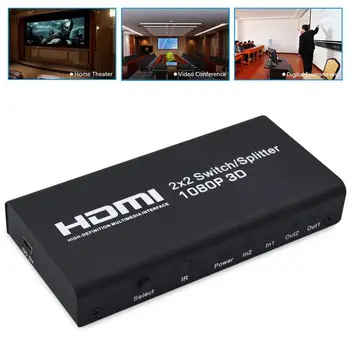 

2x2 HDMI 1.3b Switch Splitter Support 1080P 3D with Remote Control LED Indicator