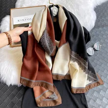

2021 NEW Luxury Women 2021 Brand Designer Cotton Hijab Scarves Winter Warm Foulard Female Bandana Long Large Shawls Wraps